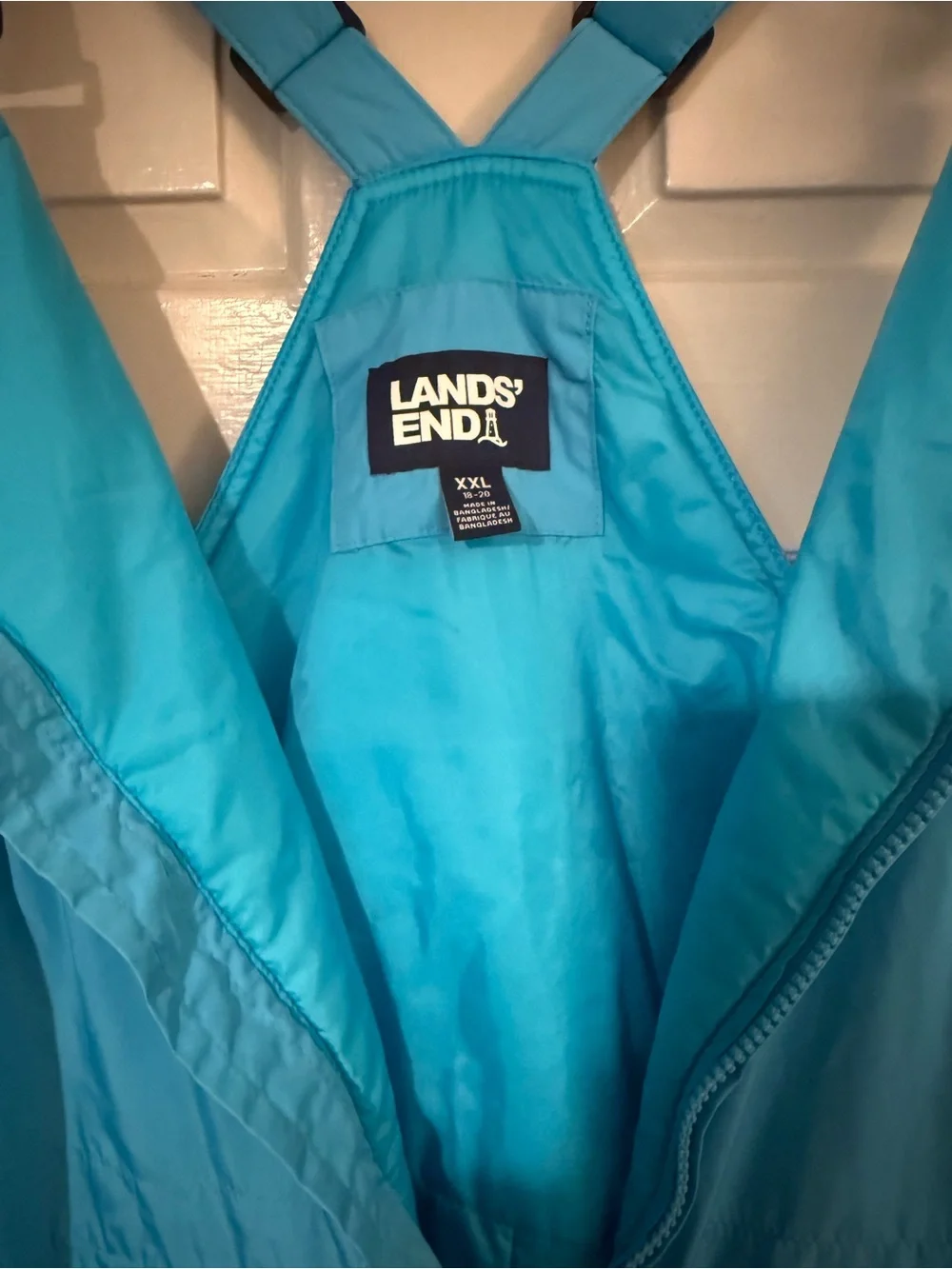 Girls Lands’ End Bright Blue Snow Pants Bib Style One-Piece